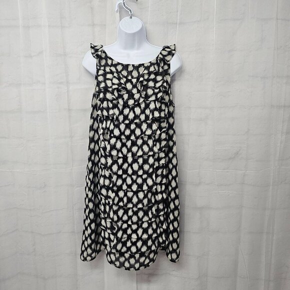 Jessica Howard Black Gray Polka Dot Dress Ruffled Sleeveless Retro 14P - Picture 11 of 11